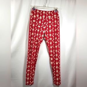 LuLaRoe red and white skull leggings   women's one size  #993